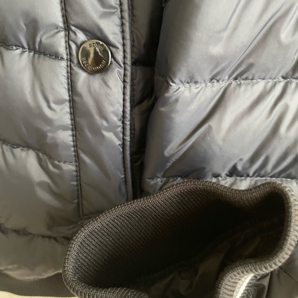 BOSS Navy Blue Quilted Bomber Jacket size 40R - Picture 3 of 7